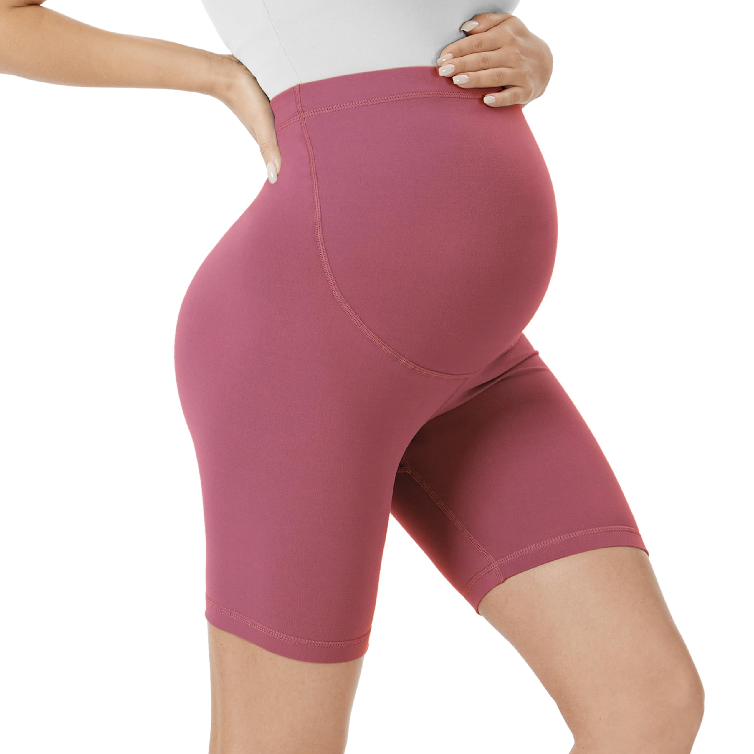 VALANDY Creamlush Maternity Shorts Over The Belly Pregnancy Biker Shorts Lounge Yoga Pants (S-XL) — view 22