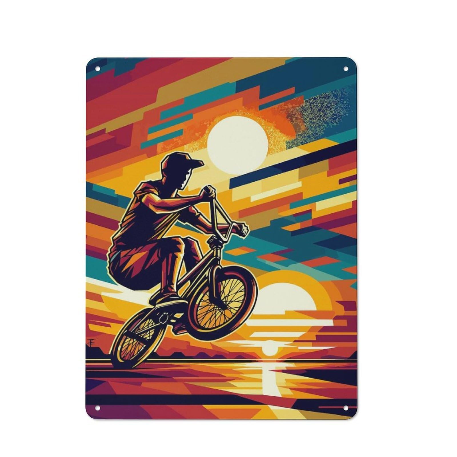 Junmoney Freestyle Bmx Sunset Wpap Vintage Cafe Metal Sign 40X30cm Featuring Bistro Wall Plaque For Tea Room, Shop Wall Or Breakfast Area