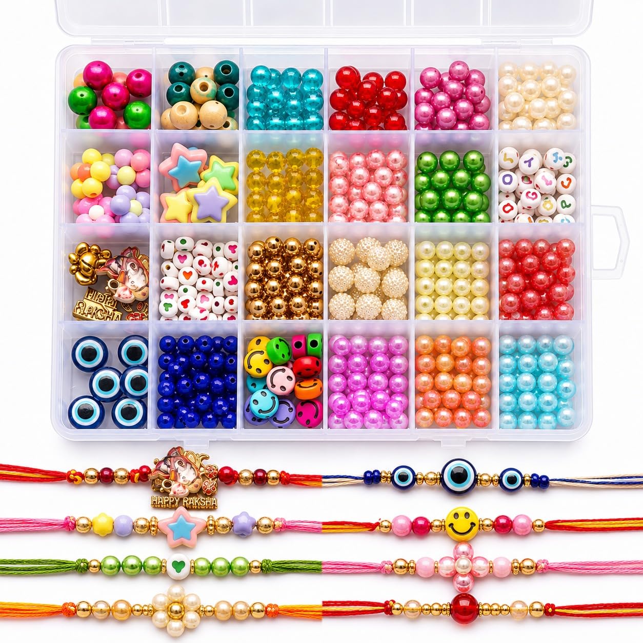 Sippu Rakhi Making Kit DIY Rakhis-Fancy Rakhi Making Material Beads,Charms-Raksha Bandhan Materials Craft Combo Rakhi Making DIY Kit-Art and Craft Kit Gift for Kids and Adults-image-19