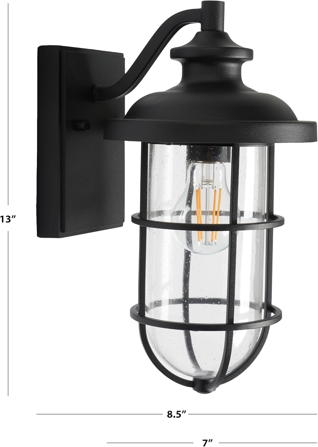 SAFAVIEH Lighting Collection Adelle Black Outdoor Sconce Set of 2 Light Fixture (LED Bulbs Included)