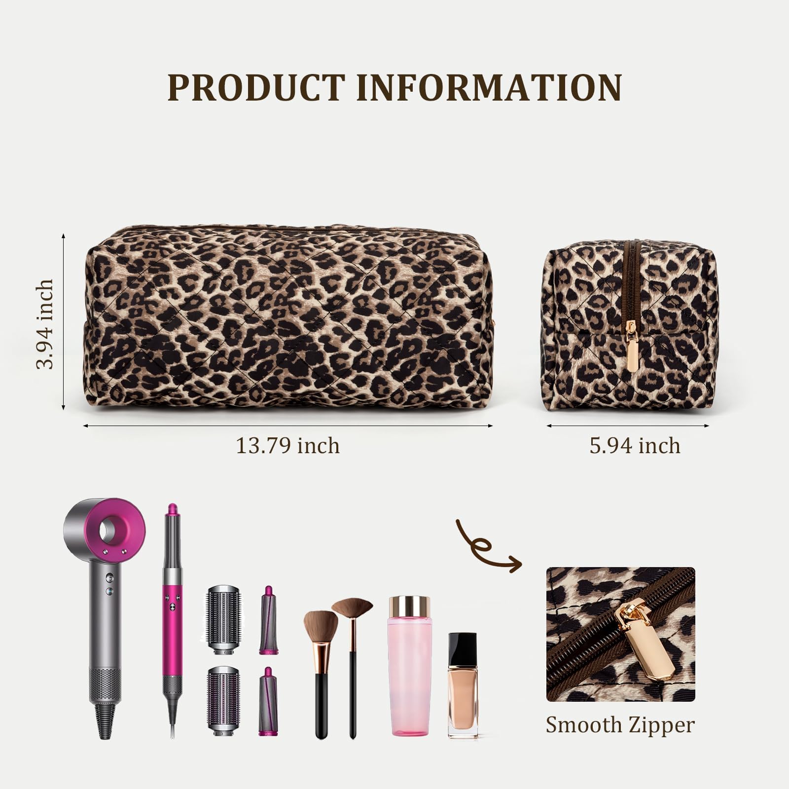 Sac de Voyage Compatible avec Dyson Airwrap, Tousse de Rangement Matelassée, étui de Voyage Fleuri Mignon pour Outils de Coiffure Shark Flexstyle Organisateur (Imprimé léopard)