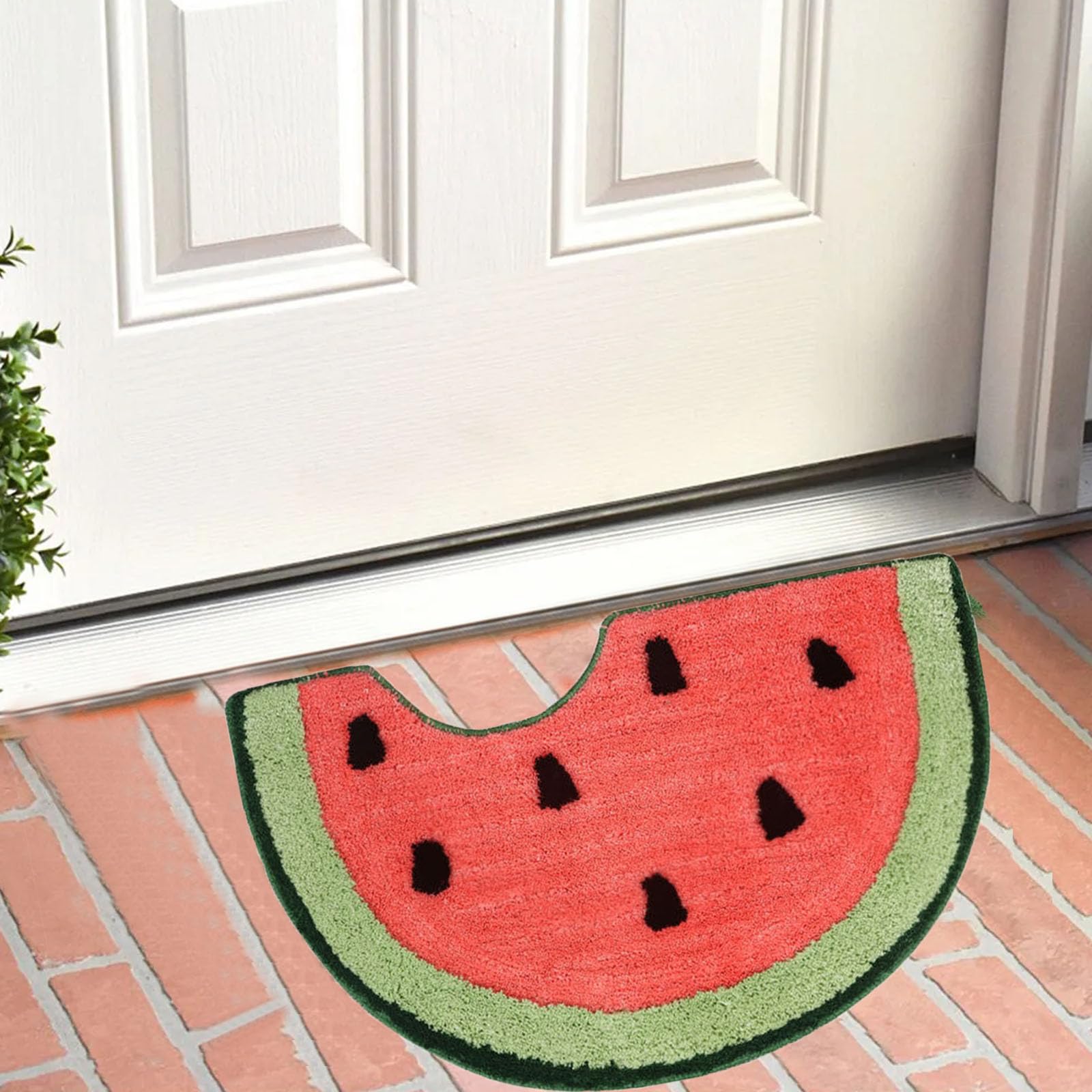 Tapis de bain doux absorbant l'eau pastèque semi-circulaire 40x61