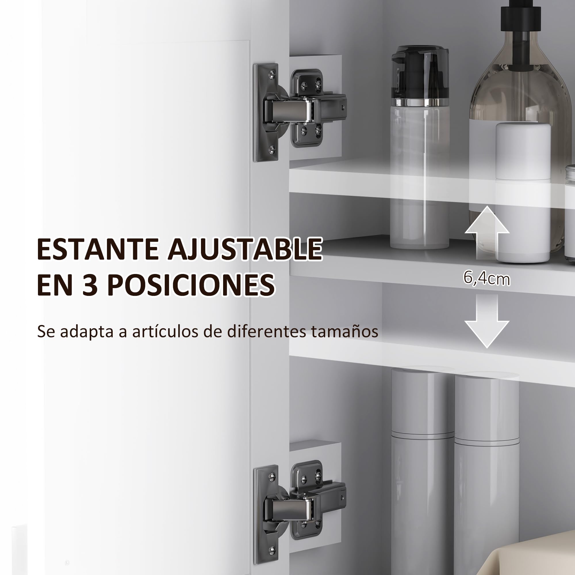 HOMCOM Armario de Pared para Baño Mueble Baño Suspendido 60 cm Blanco | 2 Puertas de Ratán PE, Estante Ajustable, Multiusos, 60x19,5x49,4 cm