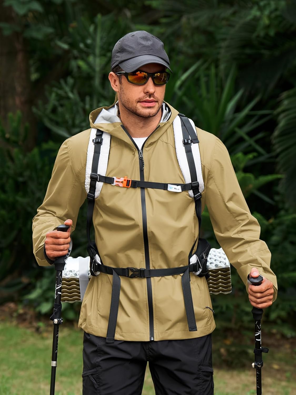 Yousify Mens Waterproof Shell Jacket Full Zip Hooded Raincoat Lightweight Windbreaker for Cycling Hiking Golf Outdoor - Image 2