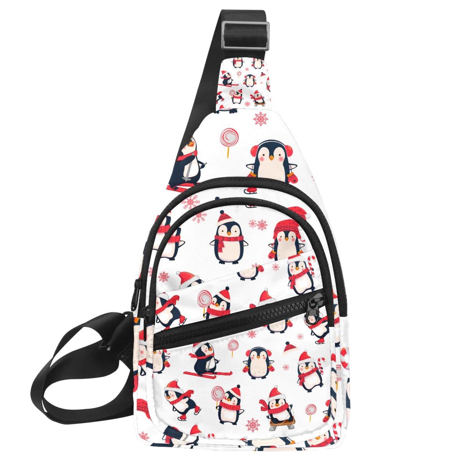 Mochila bandolera de pingüino navideño para tus excursiones al aire libre 7