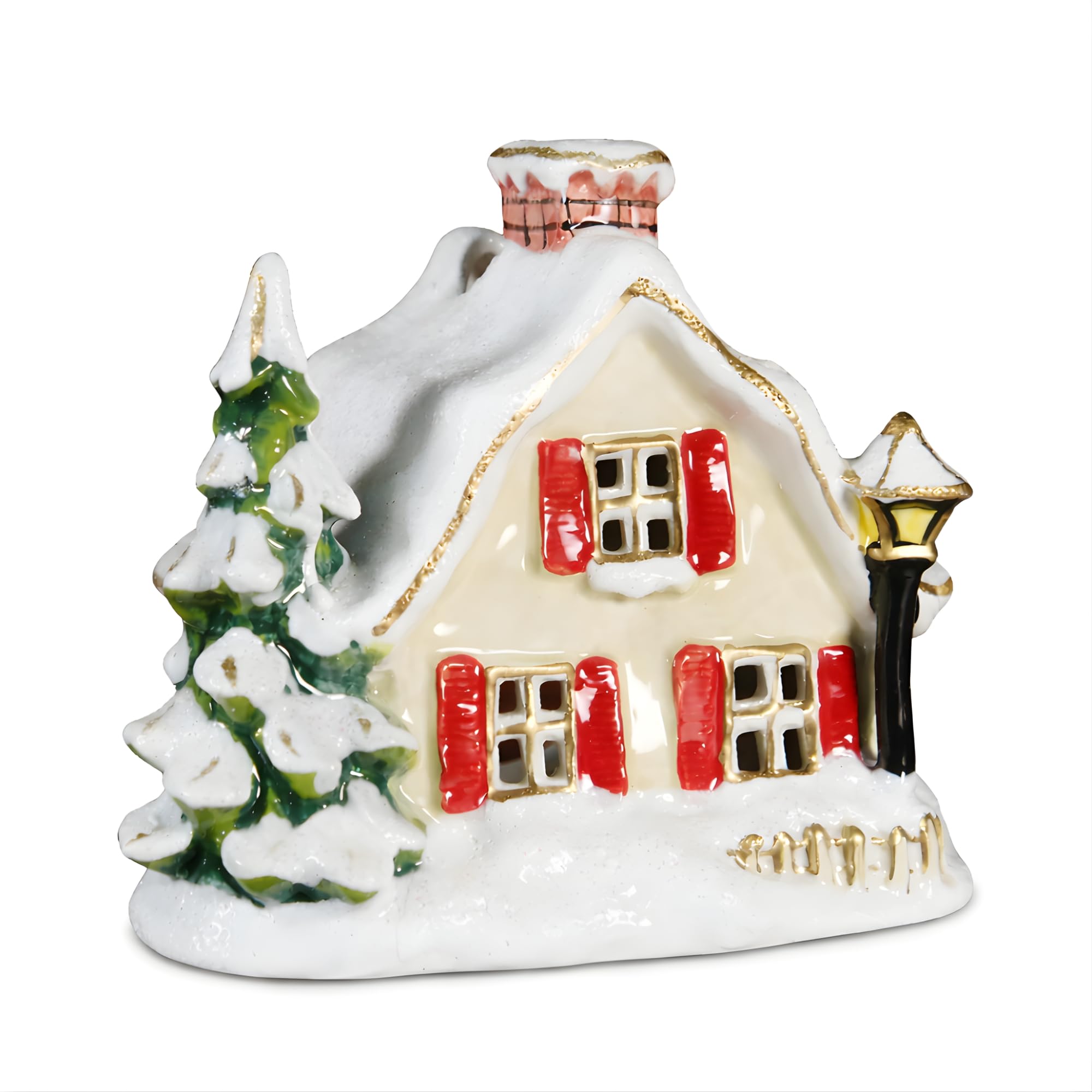 Casa De Velas Ciervo Happy Holiday Deer Blue Sky - Decoración Navideña Rústica Vintage 18.5 Cm Altura