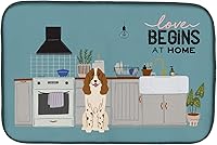 Vista 432 de Caroline's Treasures CK7824DDM - Tapete absorbente para secado de platos con diseño de bulldog inglés, rojo y blanco, para encimera de cocina, 14 x