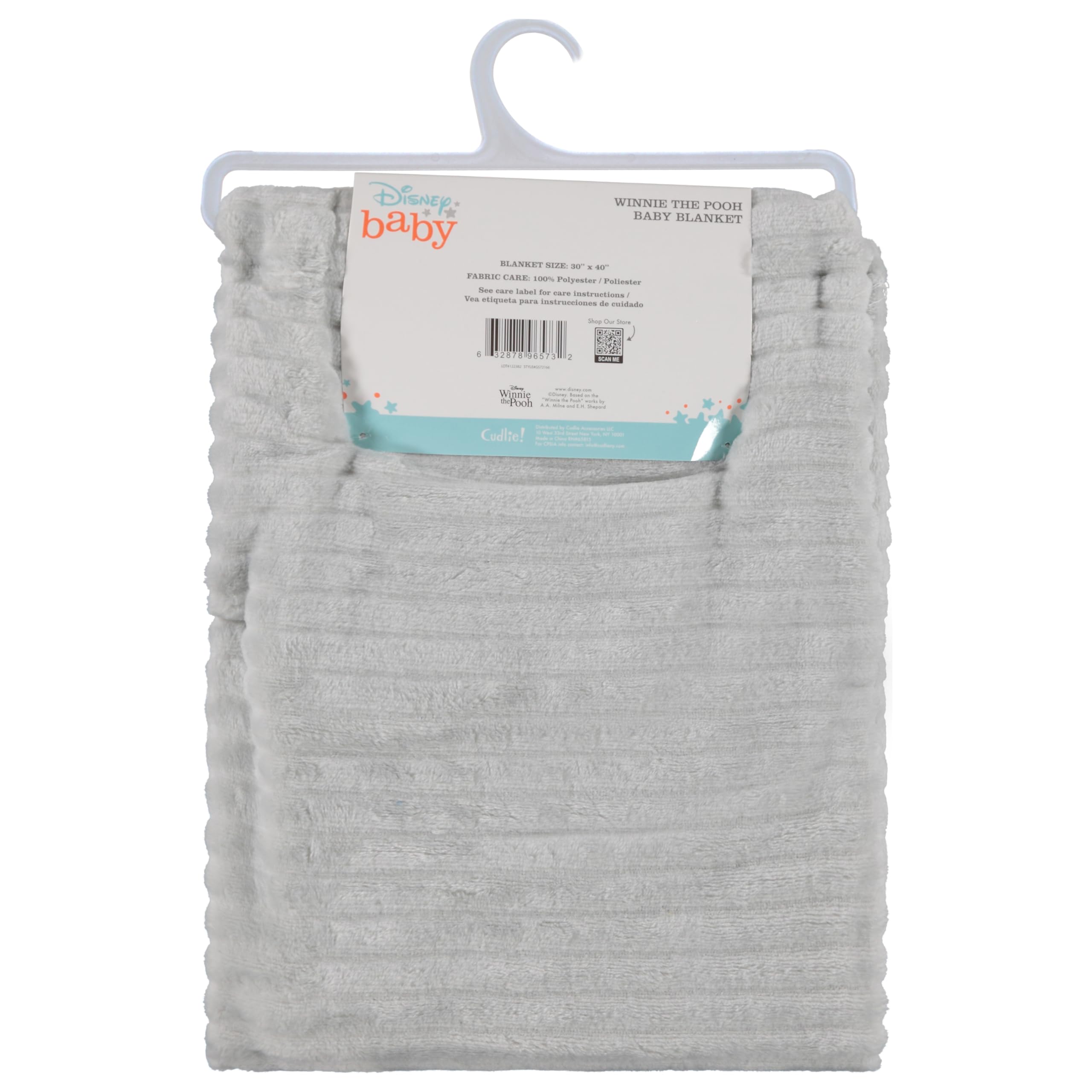 Disney Winnie The Pooh - Morbida coperta in pile di flanella per neonate/ragazzi, in peluche per culla, passeggino, asilo nido e asilo nido Blankey, Big Hug/grigio
