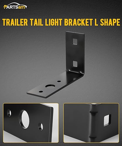 Miniatura 2 de PARTSam 4 soportes de luz de remolque negros en forma de L, soporte de montaje de luz trasera de acero de deposición electroforética para lancha,