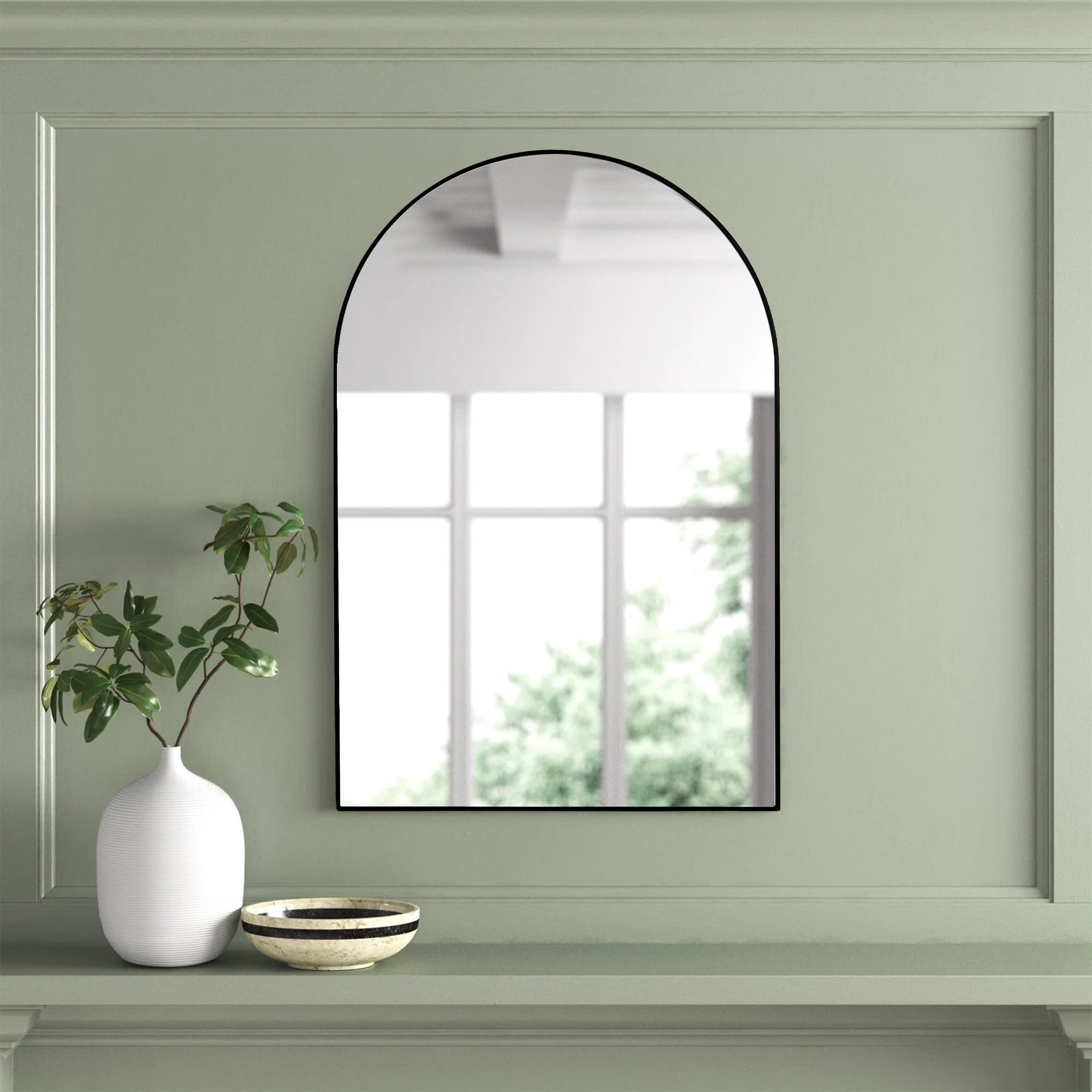 Arched Black Bathroom Mirror,20 x 30 Inch Arch Wall Mirror