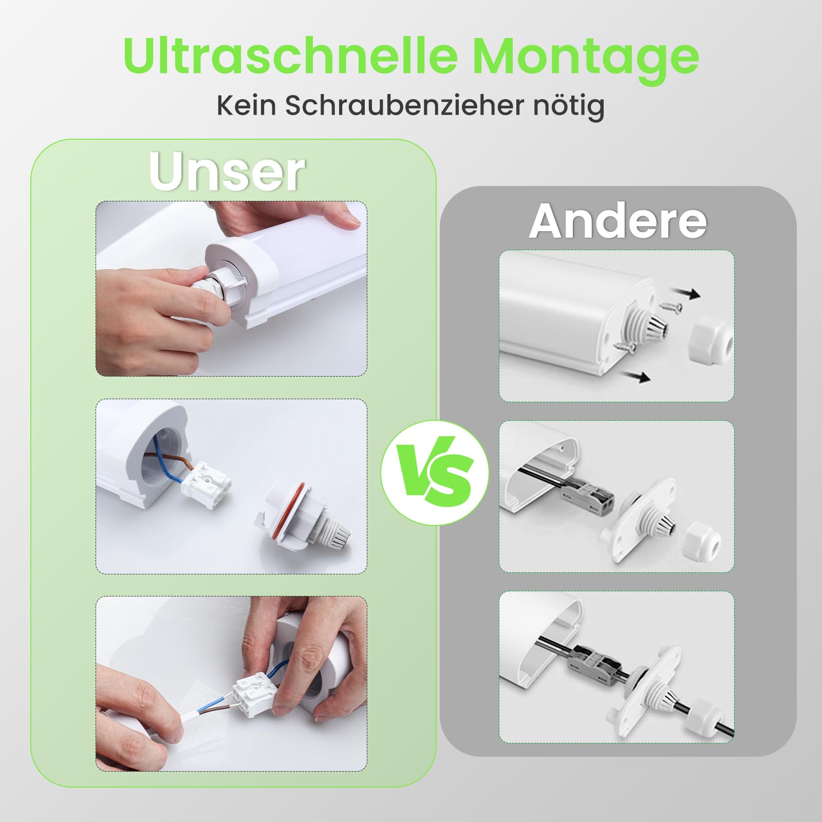 ALUSSO 2 Stück LED Feuchtraumleuchte 120CM, 36W 4320LM LED Röhre 4000K, IP65 Wasserfest Feuchtraumlampe Werkstatt Deckenleuchte für Garage,Keller,Werkstatt,Feuchtraum,Bad,Büro,Warenhaus