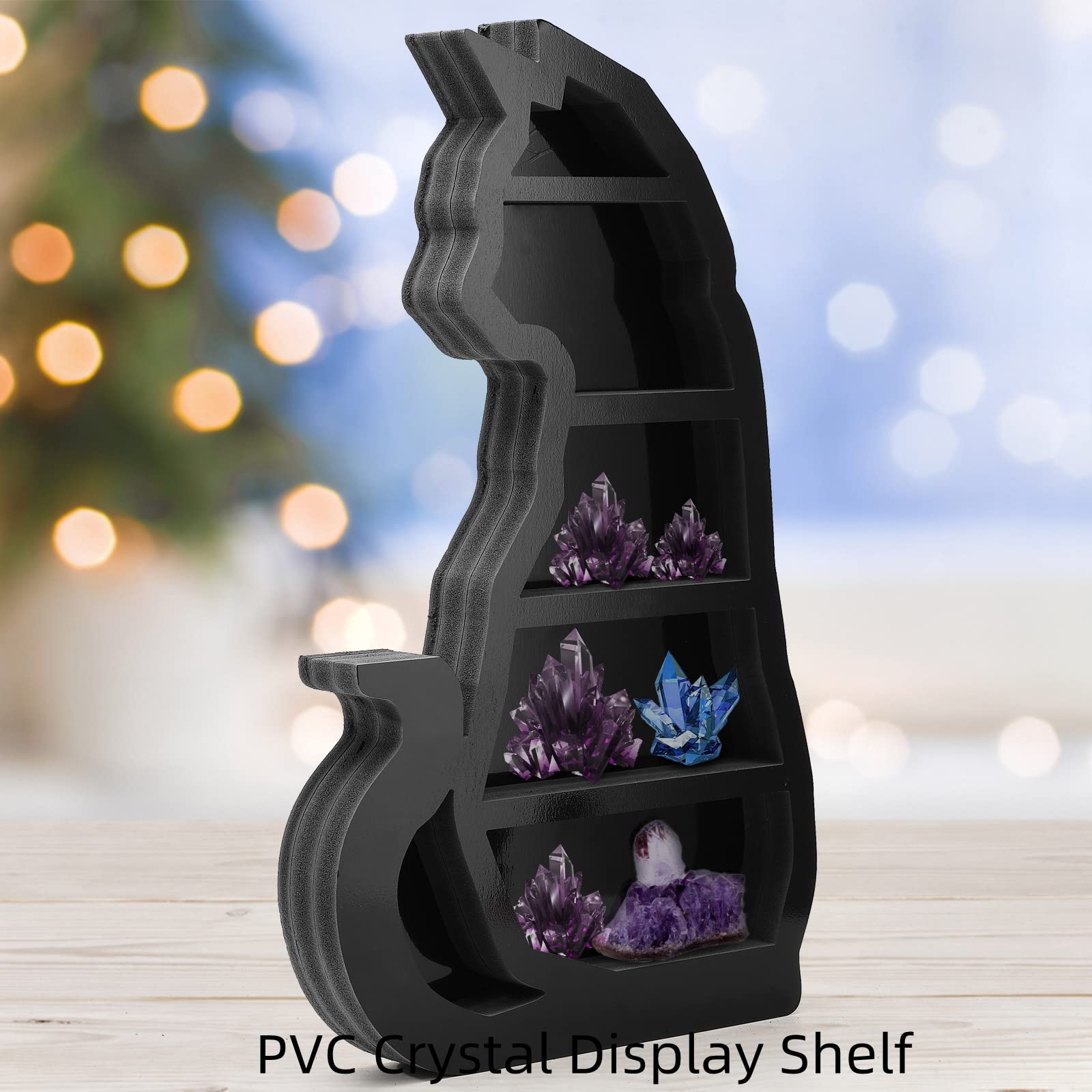 Apresolar Étagère Lune Pour Cristaux – Décoration Murale Circulaire Pour Mur Et Comptoir – Étagère En Cristal Pour Pierres, Huiles Essentielles, Pendule – Étagères Lunaires à Suspendre De Style Bohème