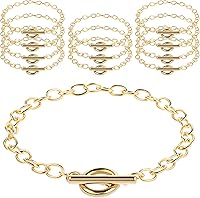 Prasacco 12 Pack Gold Chain Bracelets with OT Toggle Clasp - Durable Stainless Steel for DIY Jewelry Making & Charm Bracelets