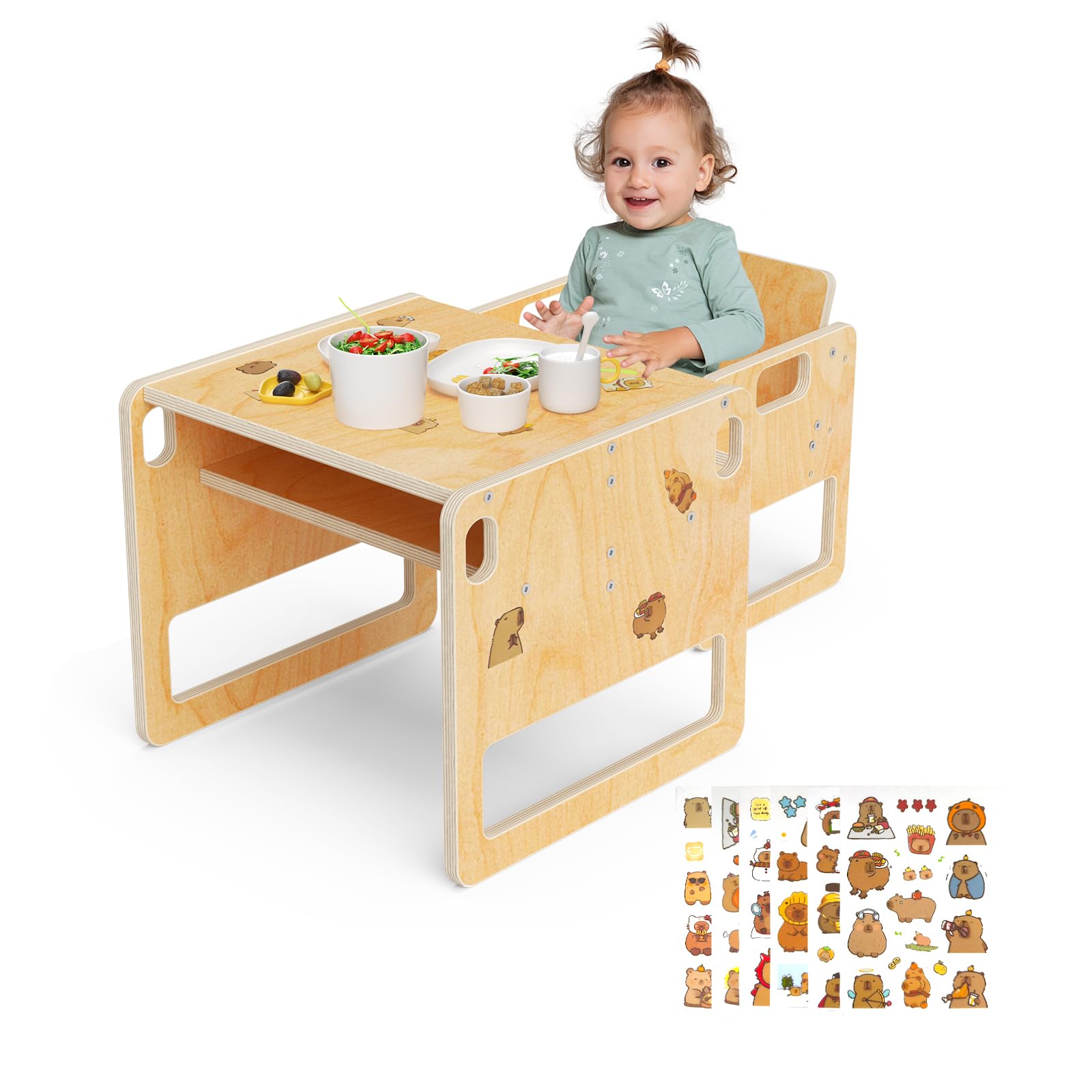 Conjunto de Mesa y Silla Montessori para niños pequeños, Muebles para Jugar, Comer y Hacer Manualidades, Muebles Montessori para niños de 1 a 3 años