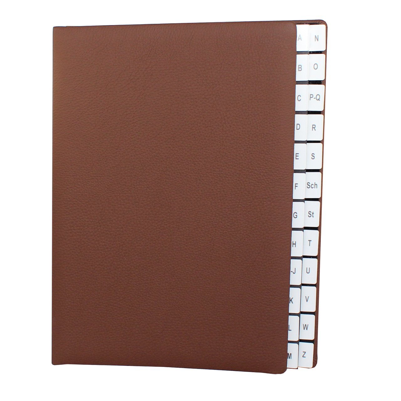 Classificatore con registro a Z in pelle bovina pieno martellata in marrone