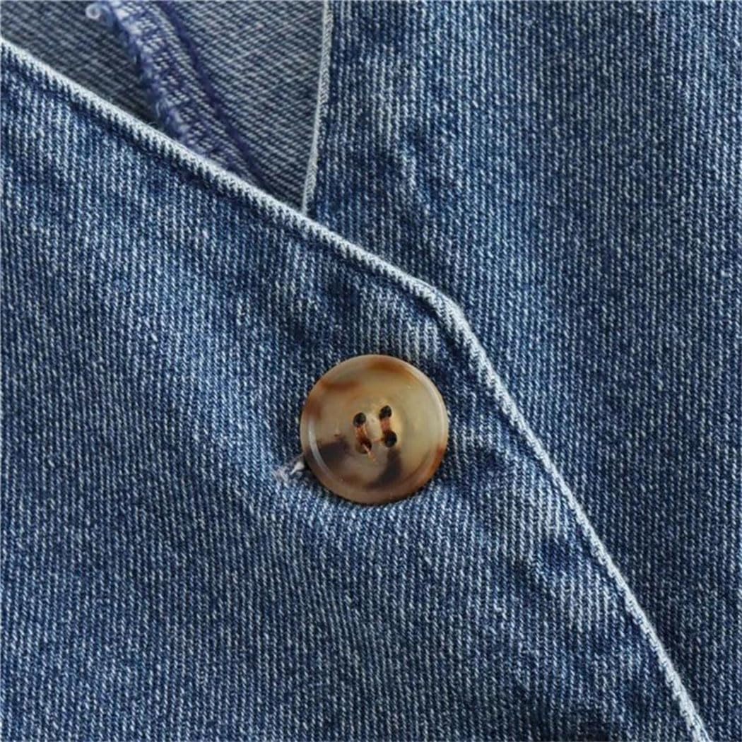 レディース デニム ウエストコート Y2K 無地 Vネック シングルブレスト ノースリーブ ジーンズ クロップトップ