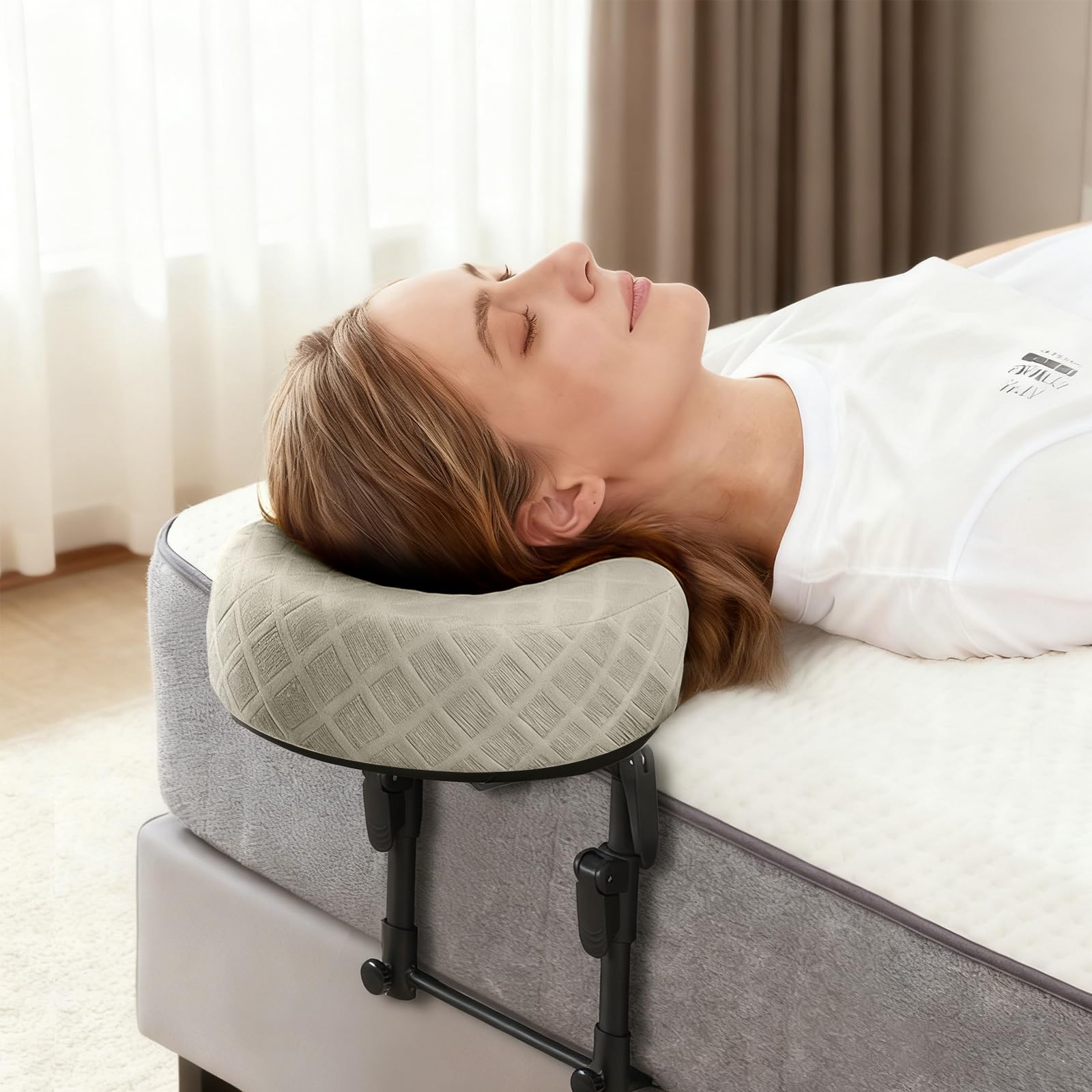 Poggiatesta massaggiante regolabile per letto, cuscino in memory foam, base di supporto portatile sotto il materasso, 26,9 x 40,6 cm (giallo chiaro)