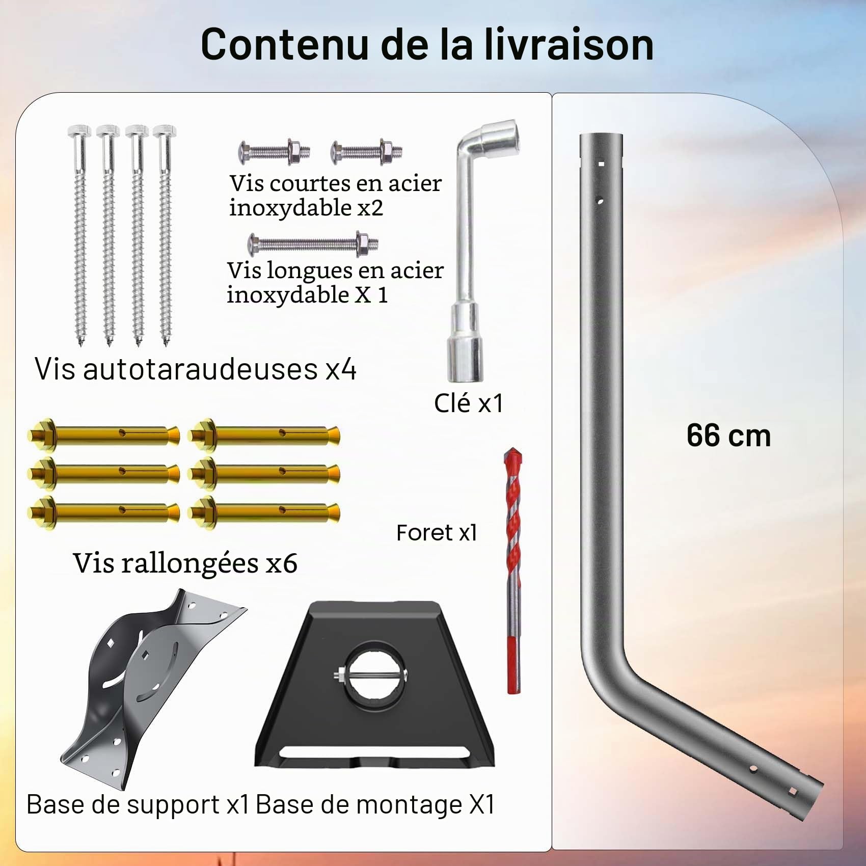 Support Gen 3 pour Starlink, kit de montage réglable mur/toit compatible avec l’antenne standard Starlink V3【Adaptateur de tube Gen 3 en aluminium inclus】