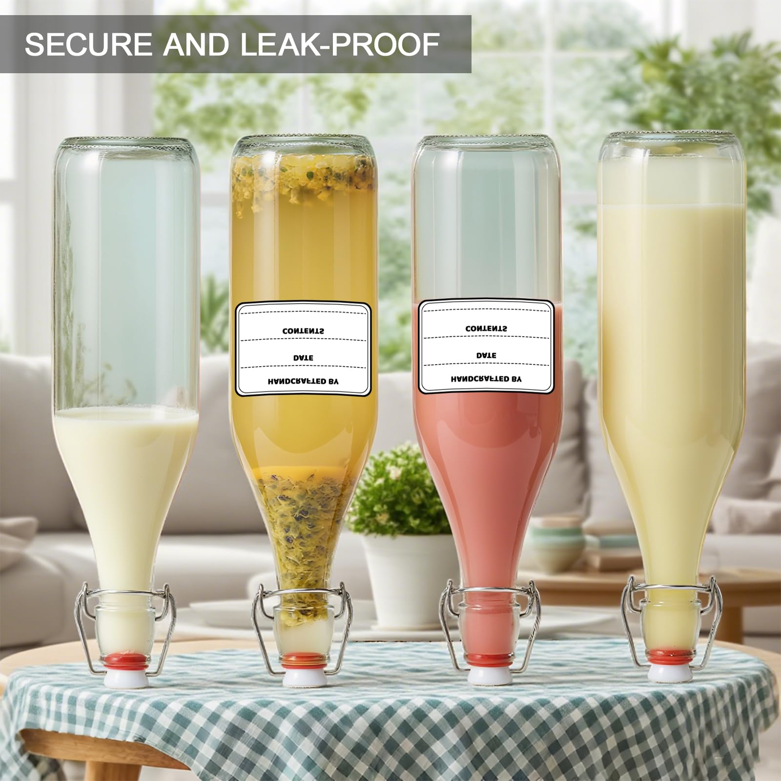 6 Pack 33 oz 1000ml flip top glass bottles with swing lids sealing stoppers rotundity airtight leakproof clear perfect for beverages oils vinegar kombucha beer water soda kefir