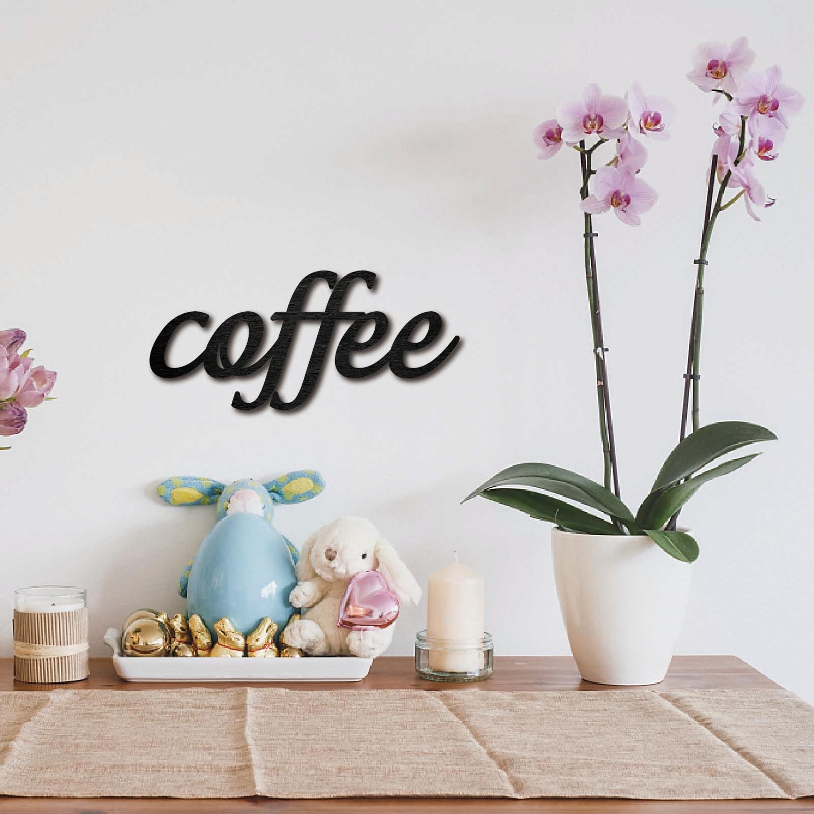 CREATCABIN Letrero Recortado Palabra Café Letrero Madera Cortado Láser Decoración Pared Letreros Madera Sin Terminar Arte Pared Tilo Escultura Colgante Decoración Manualidades Granja Cocina 30x13.5cm