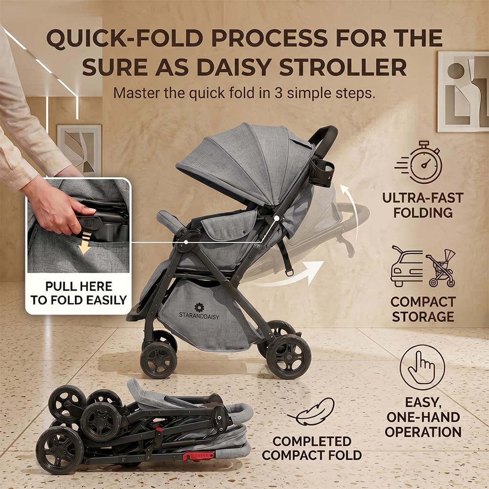 StarAndDaisy Foldable Stroller - Lightweight & Travel Pram -2