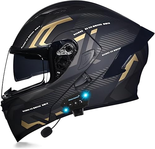 Miniatura 10 de Casco integrado Bluetooth para motocicleta, abatible, delantero, aprobado por DOTECE, casco modular de cara completa HD con doble visera solar