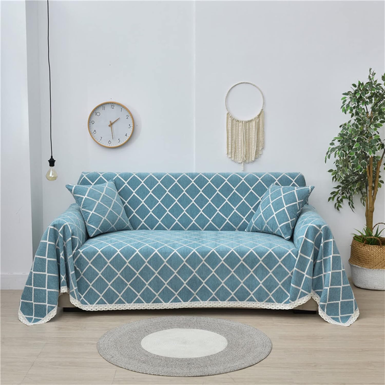 Thick Couch Cover Decorative Couch Furniture Pet Protector Throws Lightweight Sectional Sofa Couch Cover for Large & Standard Sofa,Loveseat,Recliner and Chair-H 180x200cm(71x79inch) (E 180x420cm(71x