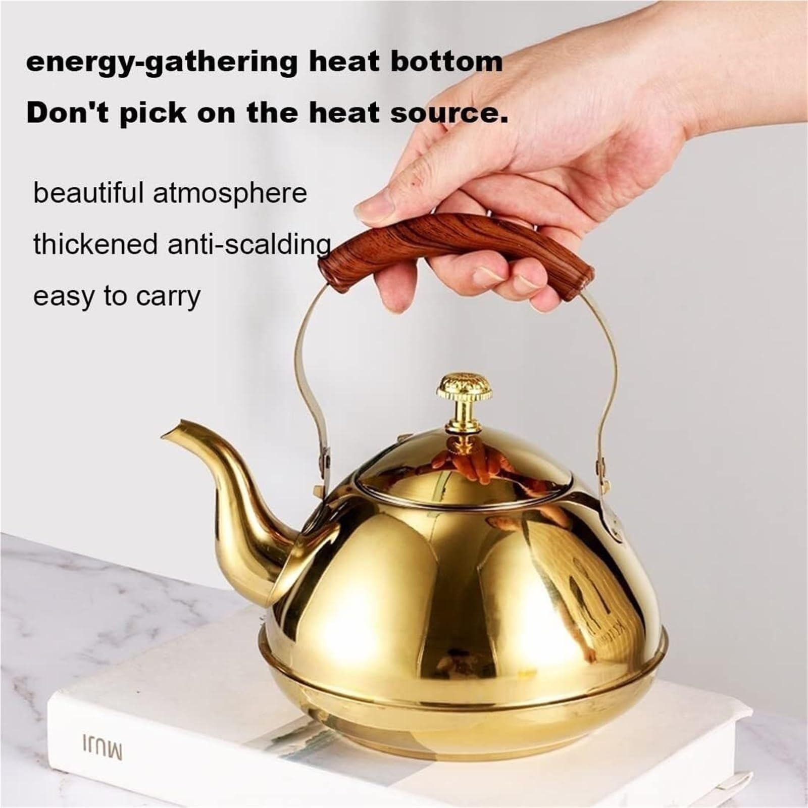 Teekanne, Teekessel aus Edelstahl mit Teesieb – widerstandsfähiger Griff, ideal for Aufbrühen von losem Tee(1.5L)