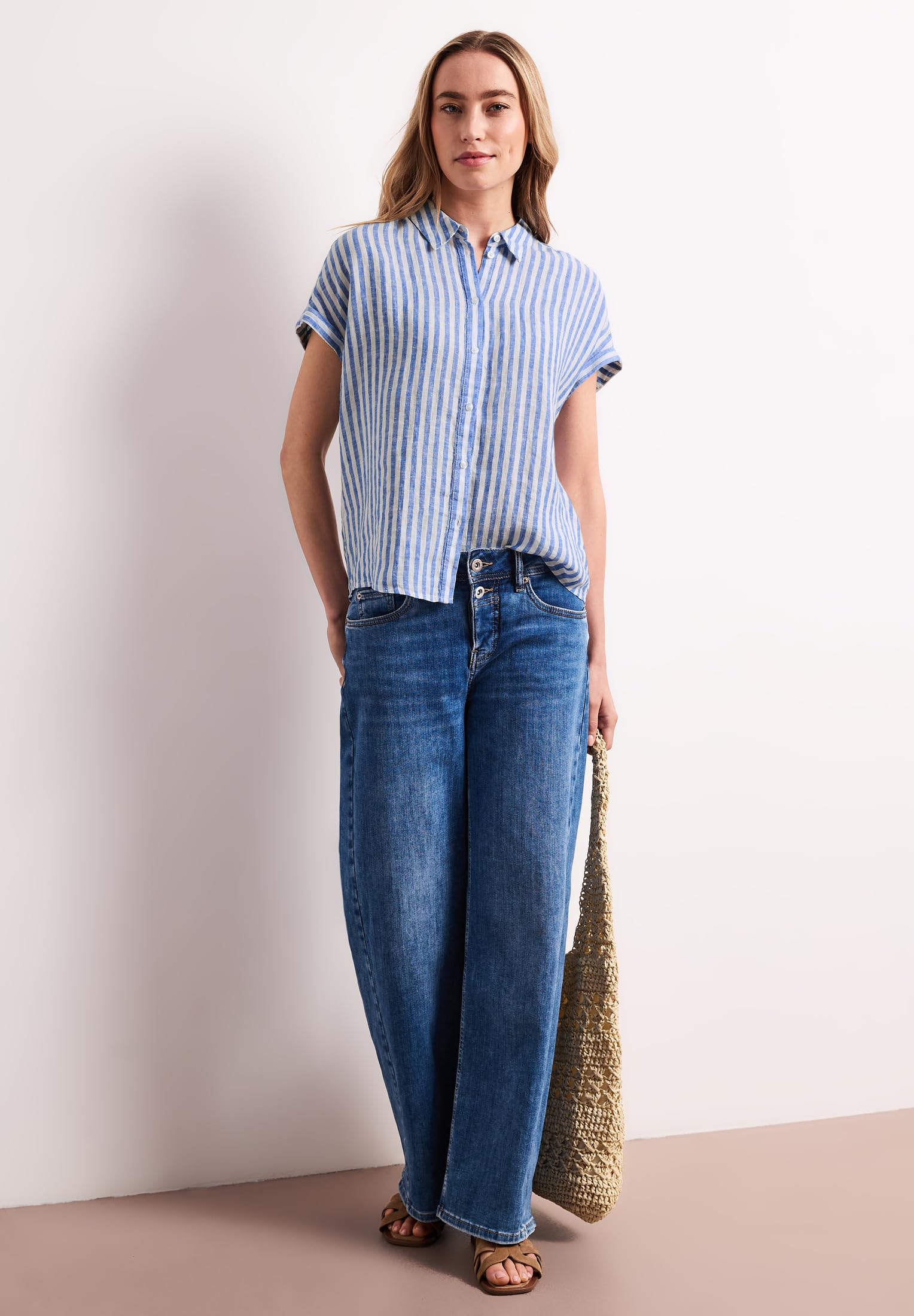Street One 3412463 Chemisier en Lin rayé Femme (Lot de 1)