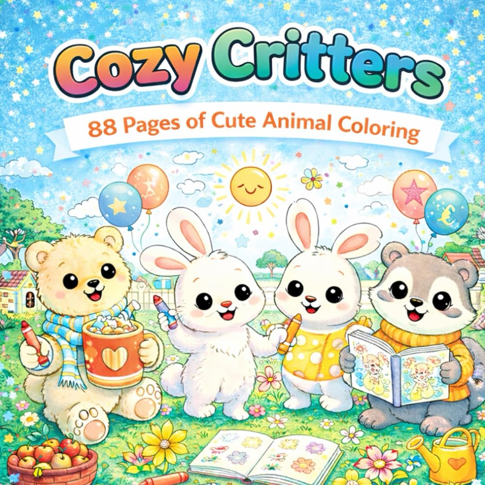 Cozy Critters: 88 Pages of Cute Animal Coloring