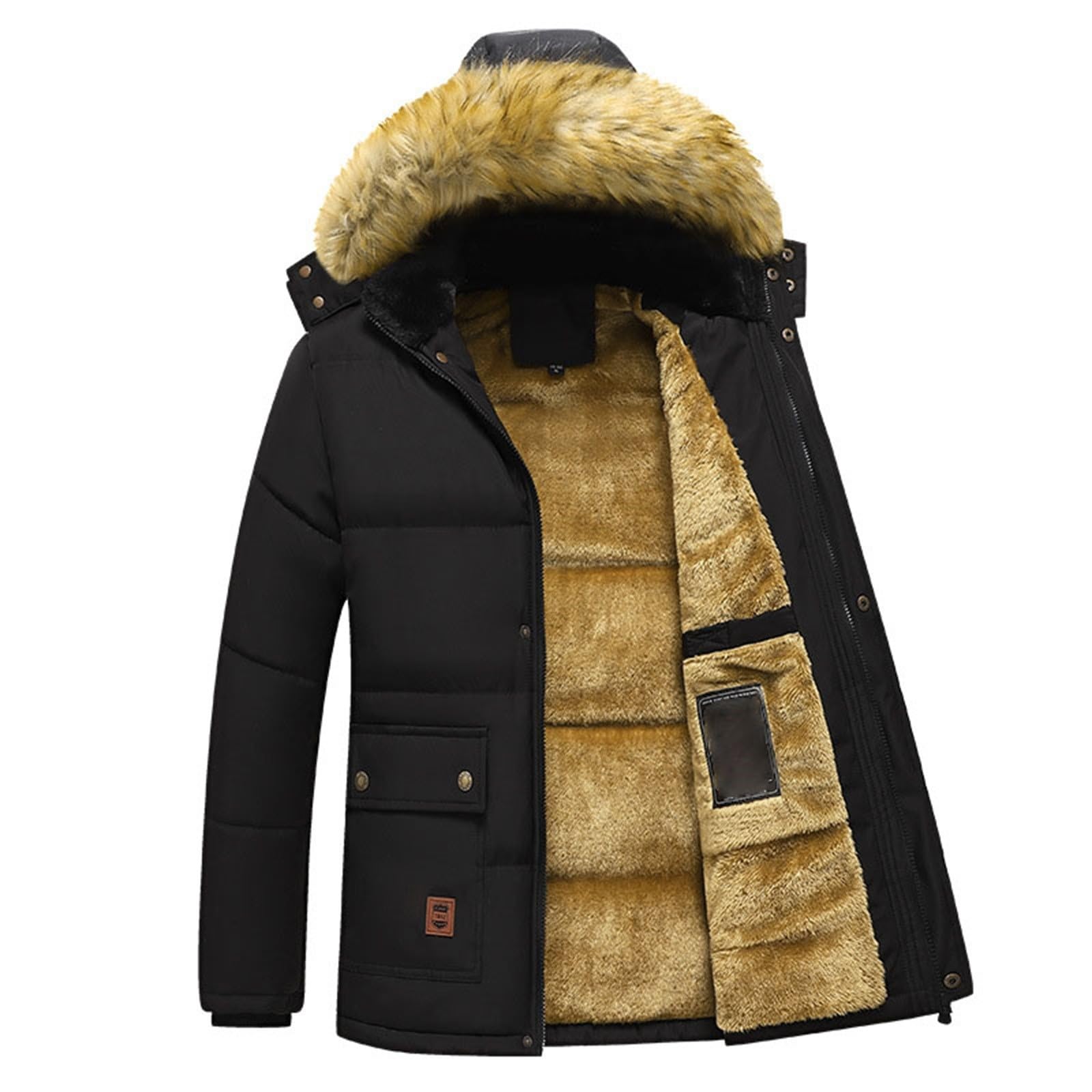 Cappotti invernali da uomo con cappuccio, elegante, con cerniera, antivento