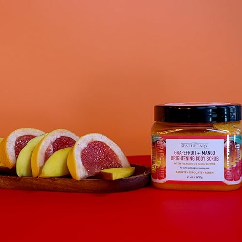 Miniatura 8 de Exfoliante corporal iluminador de pomelo + mango, 21 onzas, exfoliante ultra hidratante y exfoliante para el cuidado corporal esencial nutritivo
