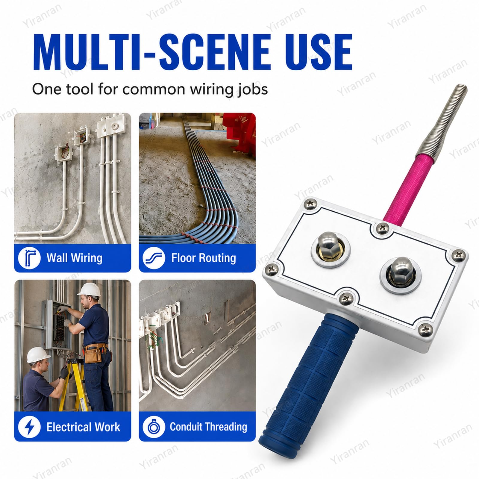 Herramienta profesional para el tendido de cables de electricistas, extractor de cables accionado por taladro, guía pasacables, cabezal de guía de resorte flexible, para instalación rápida de cables