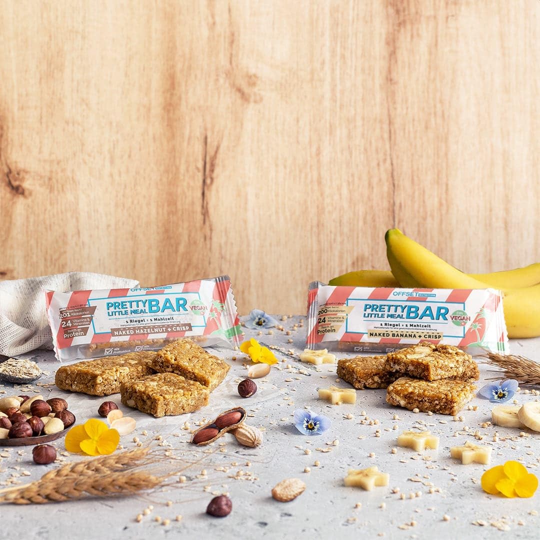 OFFSET Nutrition Abnehmriegel 6x55G - Naked Hazelnut & Crisp - [1 RIEGEL = 1 MAHLZEIT] - Bis zu 16G Eiweiß pro Proteinriegel | Fitness Riegel mit 24 Nährstoffen & Mineralien | Glutenfrei