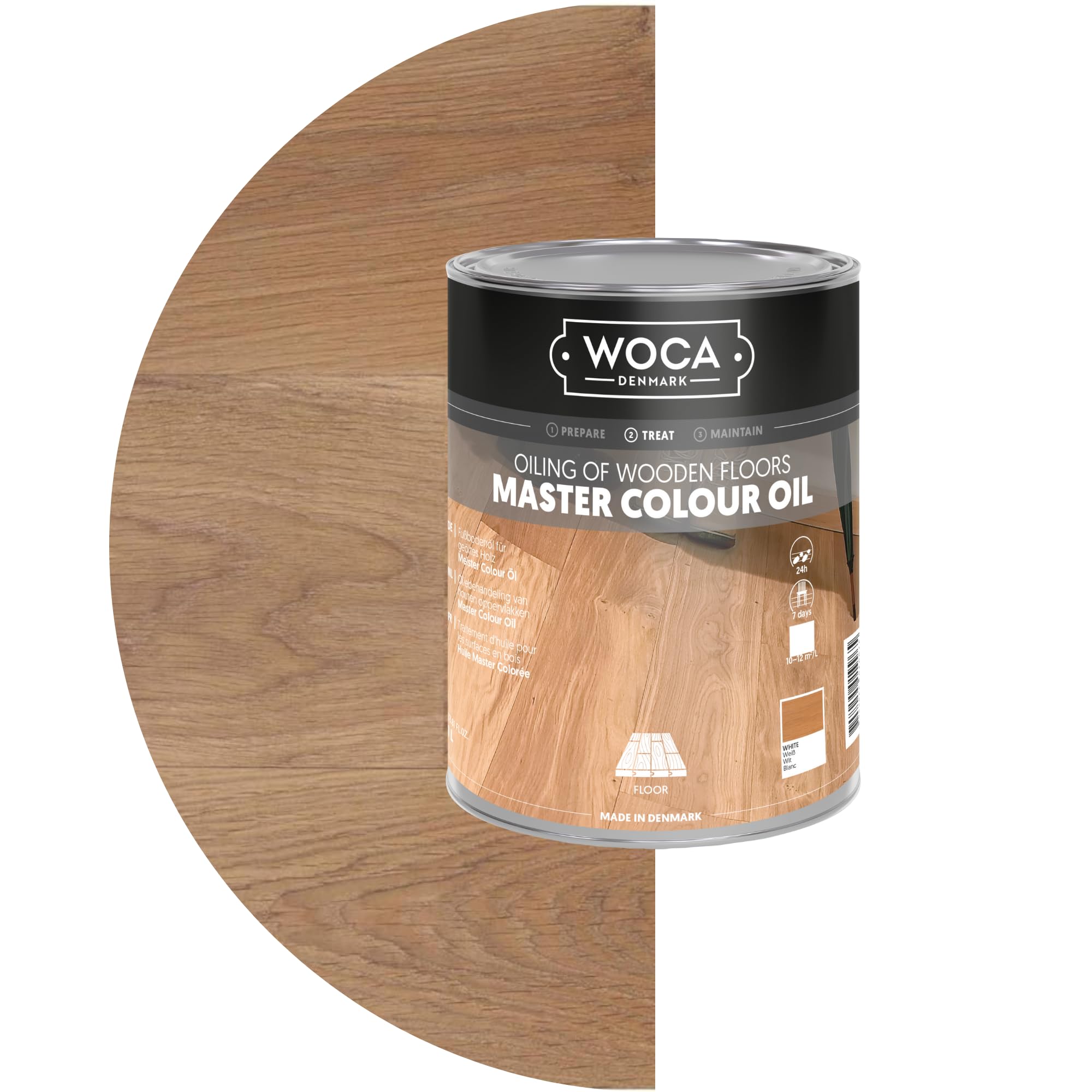 Woca Meister - Aceite para suelos de madera sin tratar o recién lijado, 1 litro, color blanco