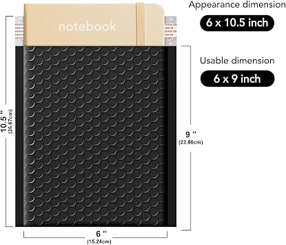 LINGLONG Bubble Mailers 6x10 400 Pack Black Padded Envelopes Usable Size 6x9 Thick Mailing Envelopes Bubble Opaque Padded Mailers Shipping Bags for Mailing Jewelry Makeup Small Business