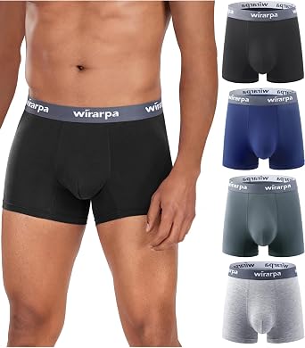wirarpa Mens Underwear Modal Trunks Soft Boxer Briefs 4 Pack | Lightweight, Tagless, No Fly, Elastic Waistband, Breathable, Machine Washable