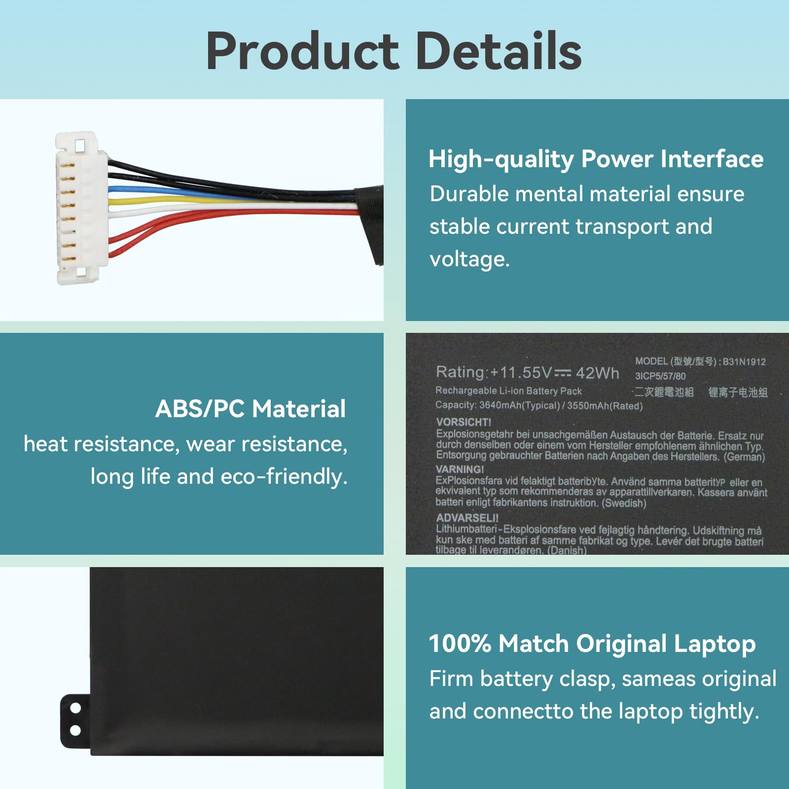 K KYUER B31N1912 C31N1912 Batterie pour ASUS VivoBook E410 E510 L410 L510 Go 14 15 E410M E410MA E410K E410KA E510K E510KA E510M E510MA L410M L410MA R429M R429MA L510MA L510KA L410KA Notebook Battery