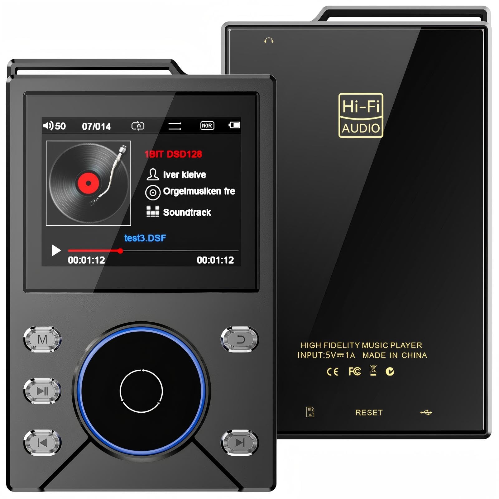 Reproductor MP3 HiFi Bluetooth 5.4 DSD FLAC Reproductor de música de alta resolución sin pérdida, Reproductores de audio portátiles de alta resolución con pantalla LCD de 2,4 pulgadas (tarjeta