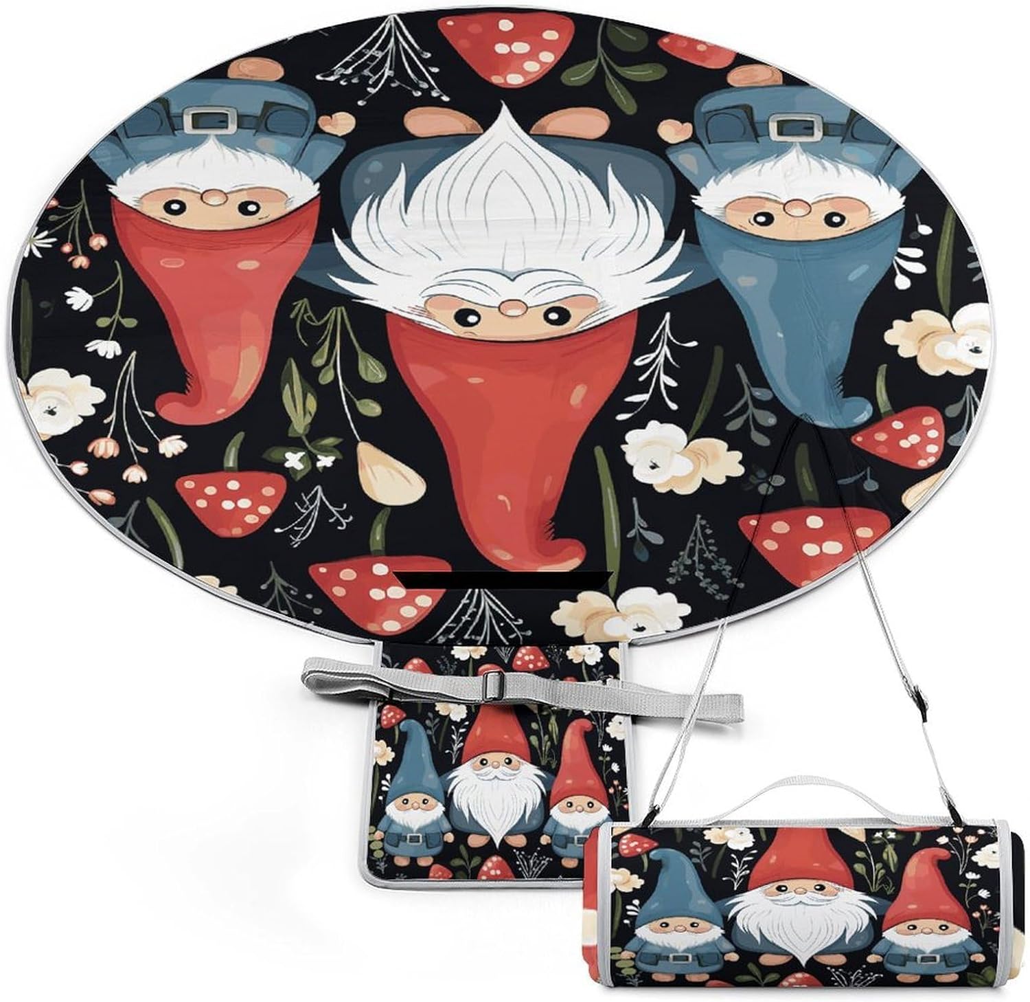 Cute Gnomes Picnic Mat Lightweight Waterproof Picnic Blankets Extra Large Picnic Outdoor Blankets Foldable Sandproof Beach Blanket for Park Beach Camping Courtyard 58.3''x58.3''