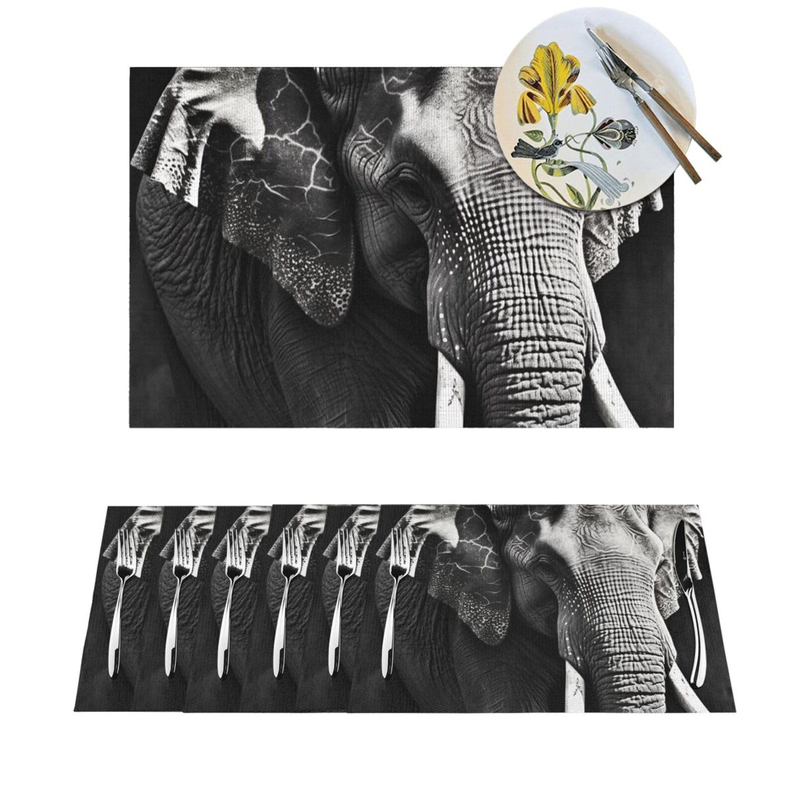 Sets de table antidérapants noir et blanc lot de 6 lavables pour intérieur et extérieur