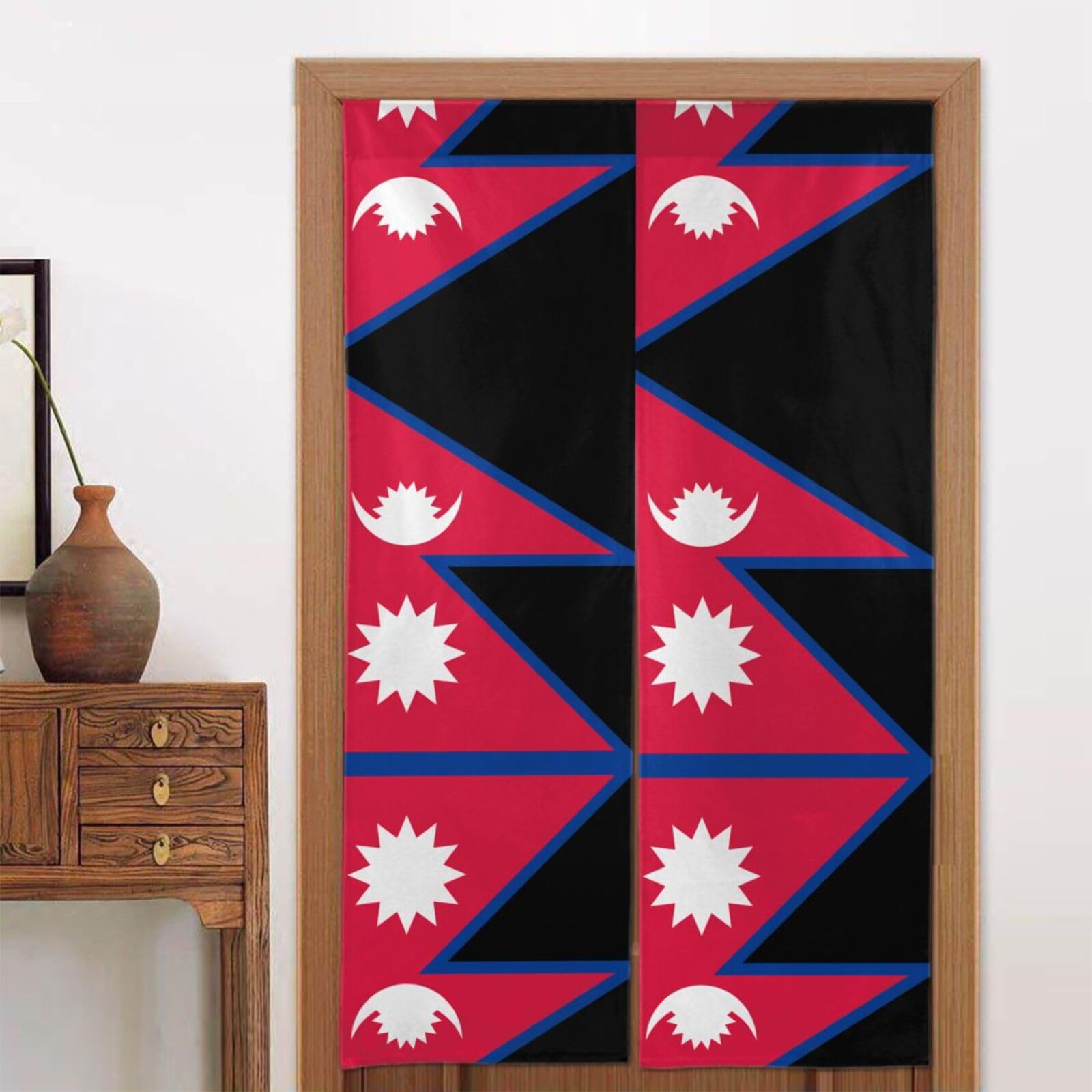 CNTDBU Flag of Nepal Door Curtain 34x56 Inch-Room Divider Panel for Privacy, Entryway Screen for Kitchen Bedroom