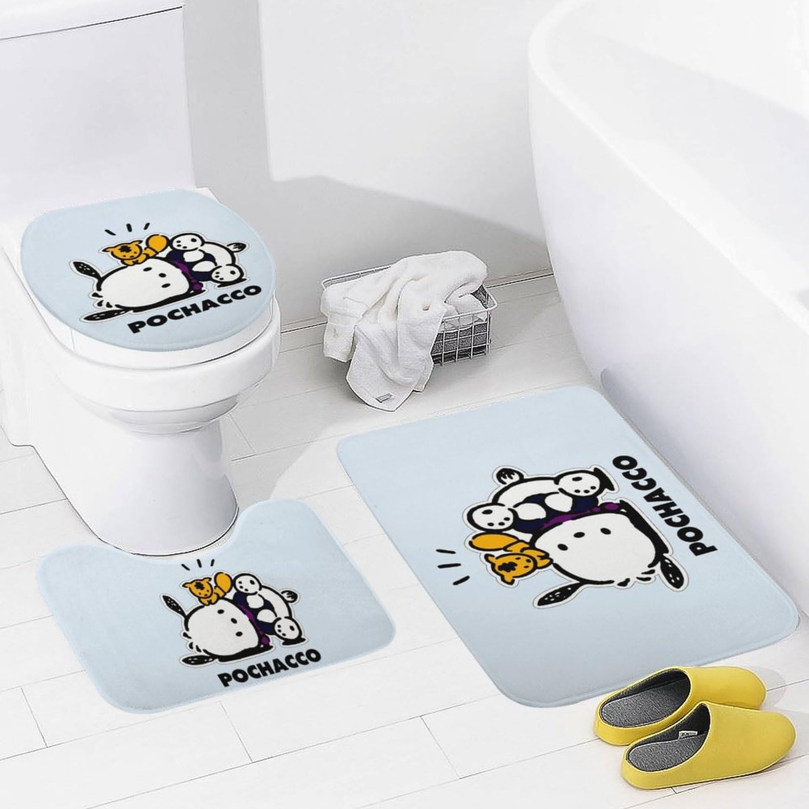 Amazon｜ポチャッコ バスマット トイレマット セット 3点 速乾 洗える