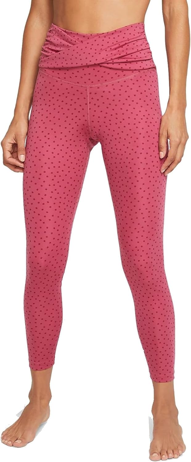 Nike Women's Yoga Dots Twist Capri Tights Small Polyester Pink CZ9144