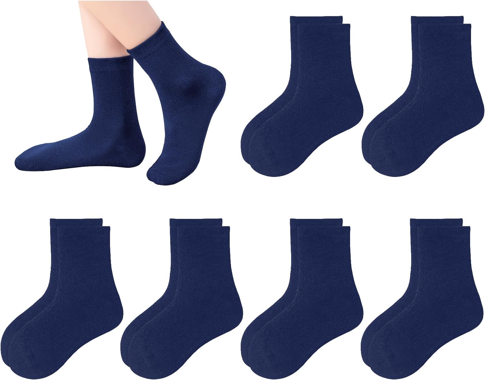 6 Pack Kids Socks Girls Socks for School Uniform Soft Cotton Seamless Toe Athletic Crew Socks