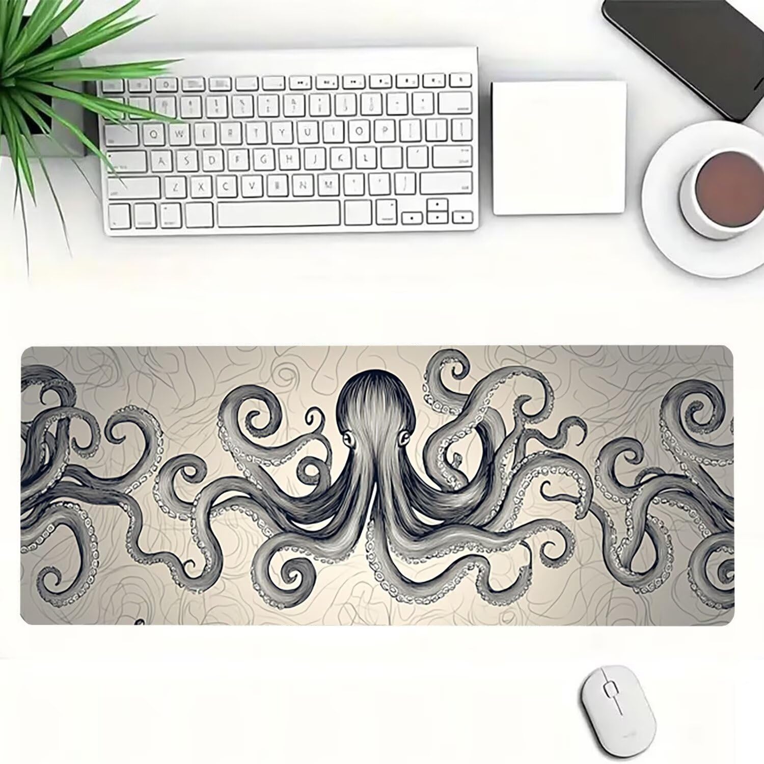 Podkładka pod mysz do gier XXL ze zwierzętami, szara podkładka pod mysz XXL - 1400 x 600 x 3 mm, podkładka pod mysz matowa, bardzo duża z tkaniny, antypoślizgowa podstawa, dla graczy, personel-43055