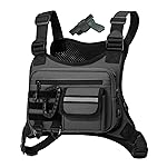 Muserise Outdoor Chest Bag For Men, EDC Chest Pack With Built-In Phone Holder, Lightweight Chest Rig Pouch (Gray new)