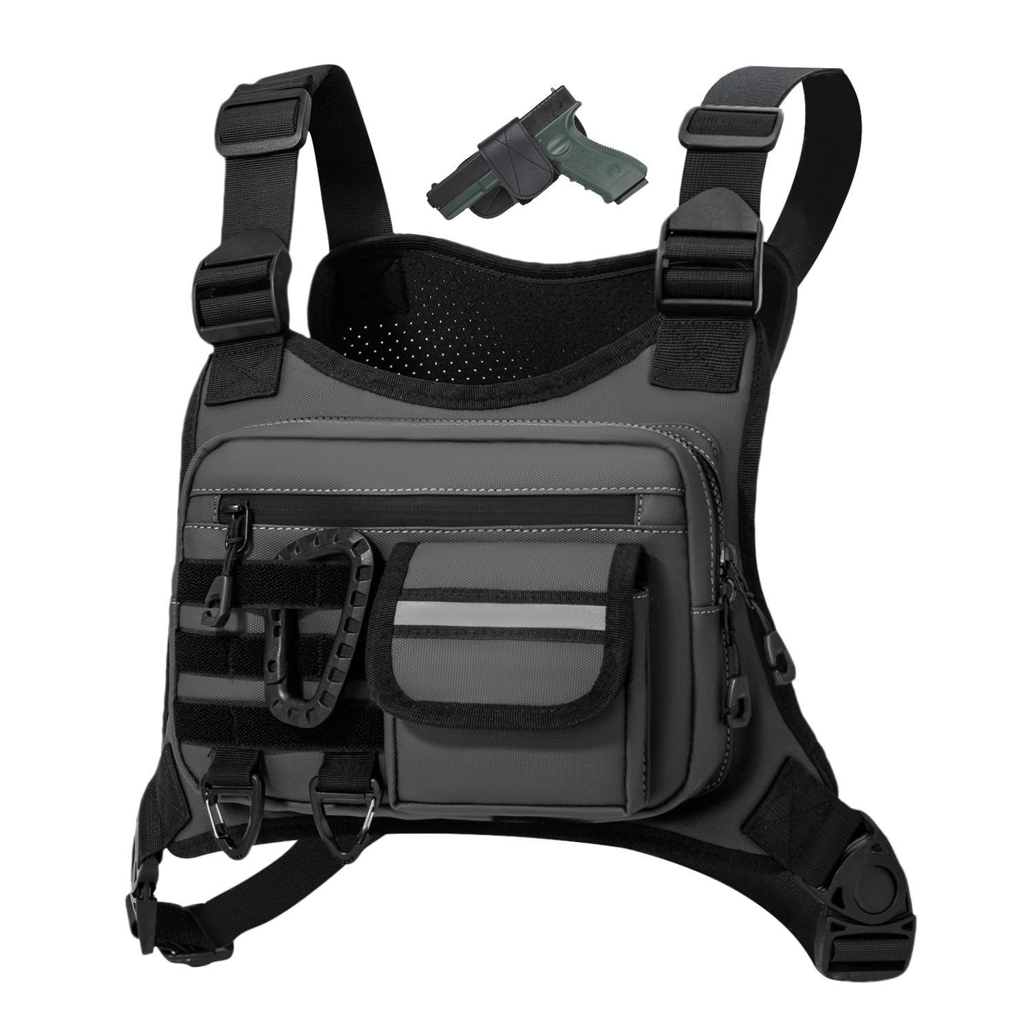 Outdoor Chest Bag for Men, EDC Pack With Built-In Phone Holder, Lightweight Rig Pouch