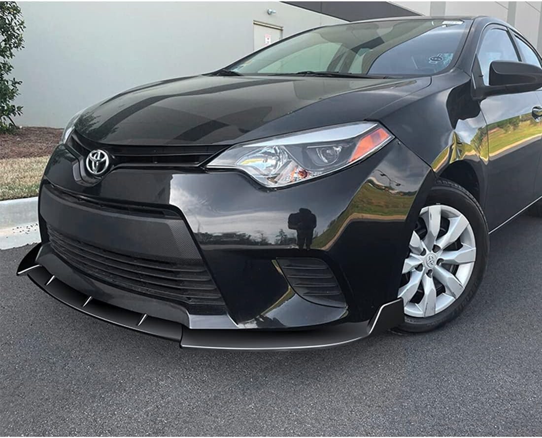 Q1-TECH, Front Bumper Lip fit for Compatible with 2014-2016 Toyota Corolla Base/L/LE Model Only, Front Bumper Lip Spoiler Air Chin Body Kit Splitter, ABS, Sport-Style (Glossy Black)