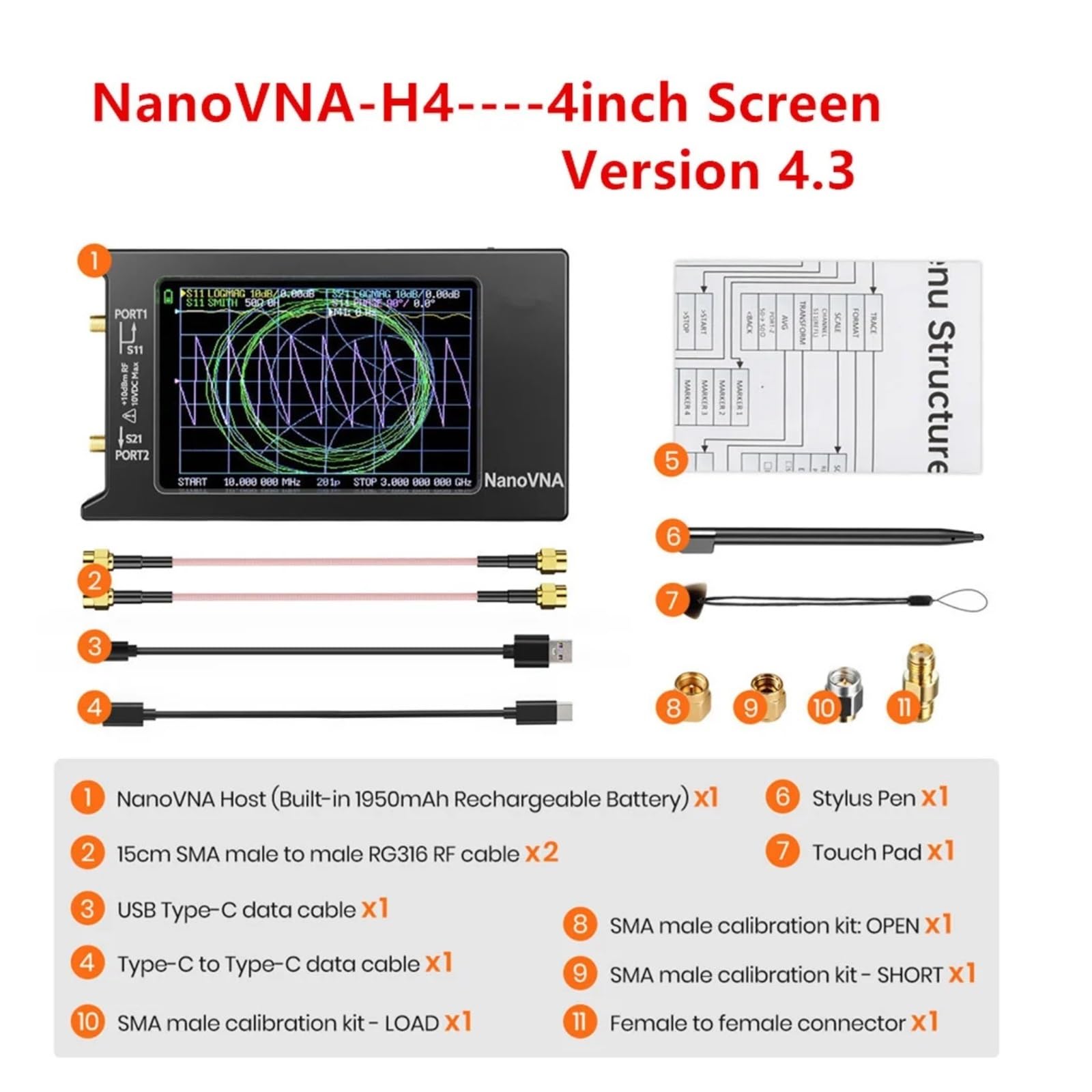Vektor-Netzwerkanalysator Antennenanalysator-Version Leicht Und Tragbar(4 inch)